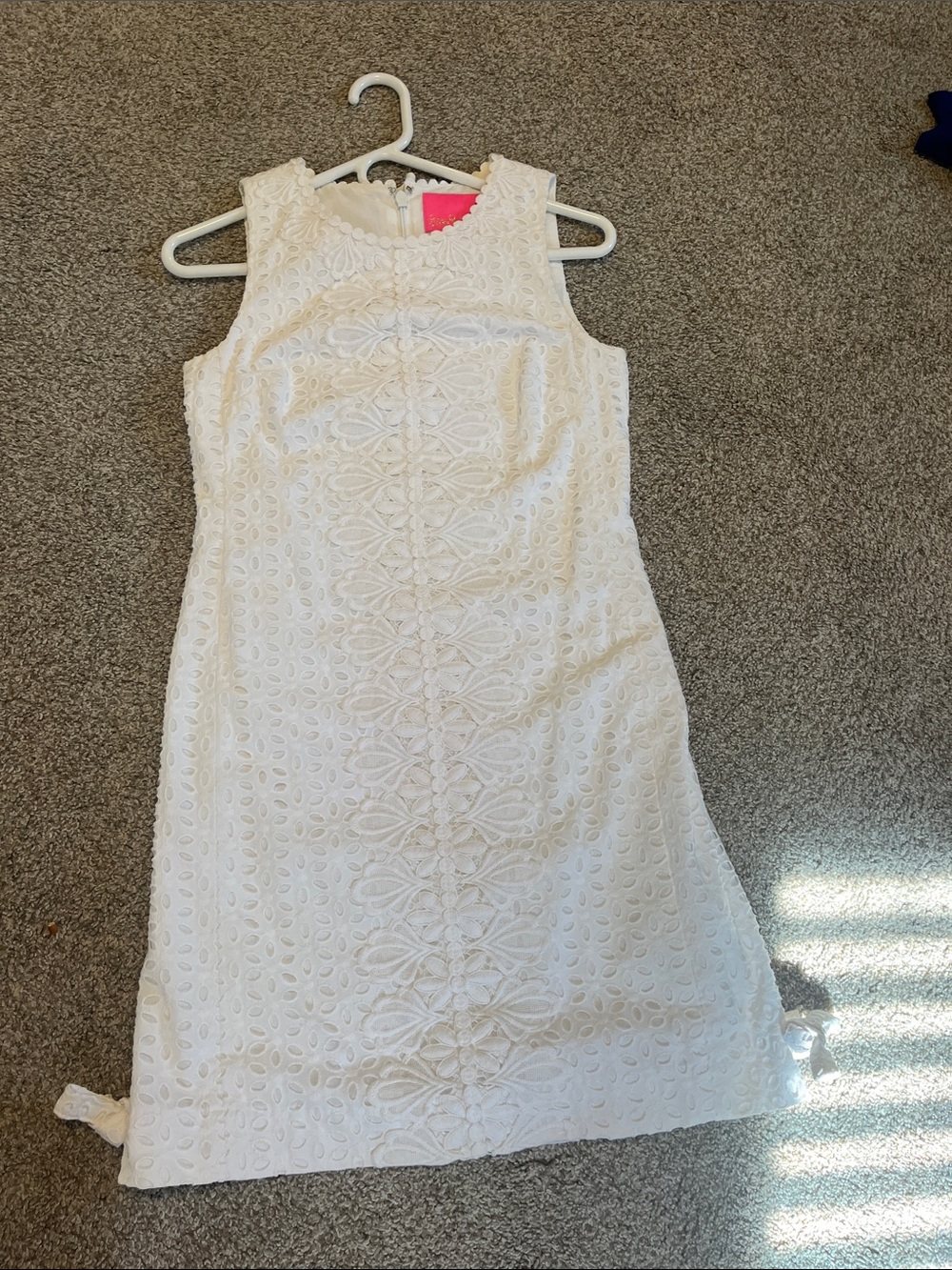 Lilly Pulitzer White Eyelet Shift Dress with Scalloped Trim